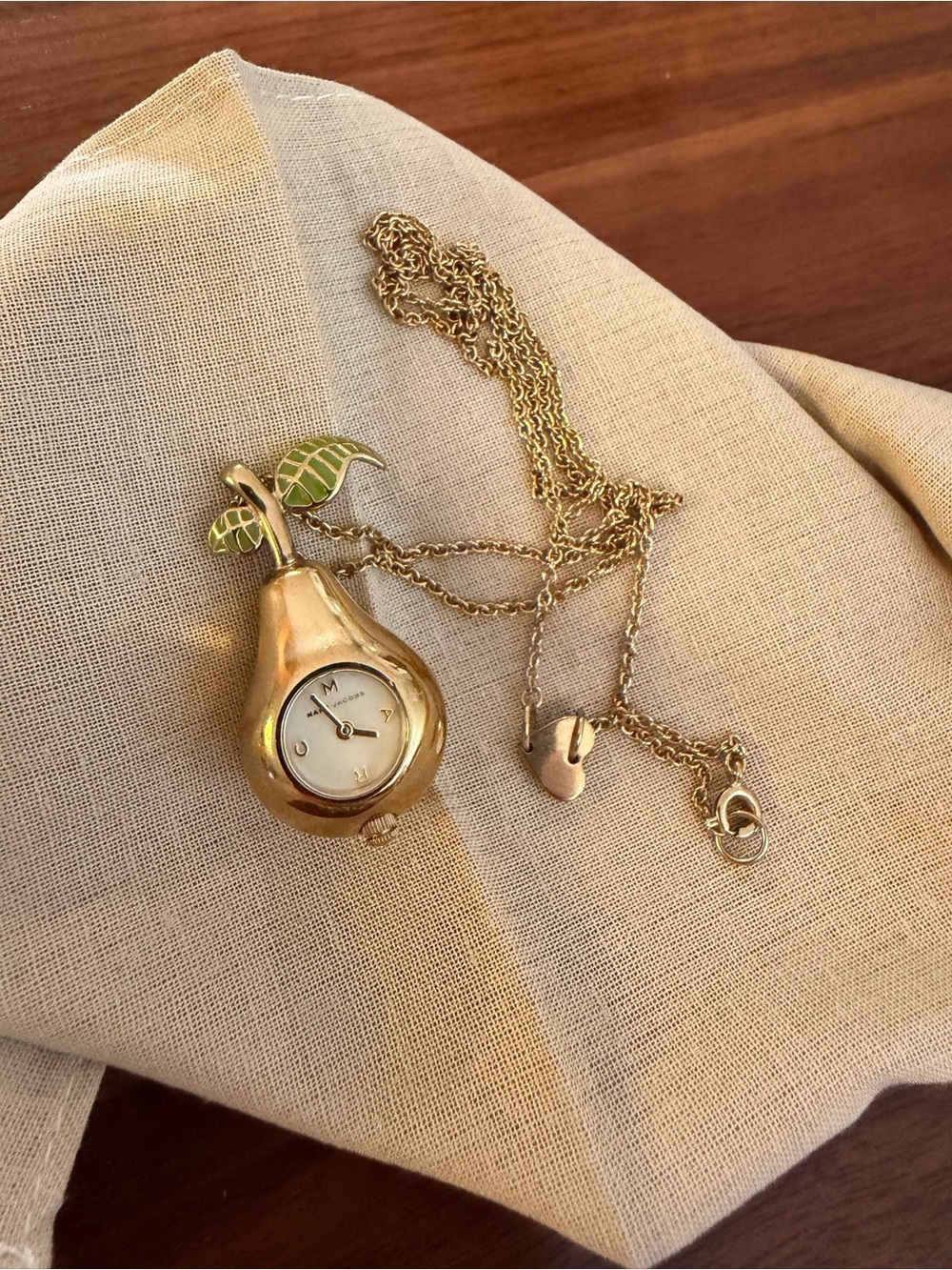Marc Jacobs Gold Pear Pendant Watch Necklace